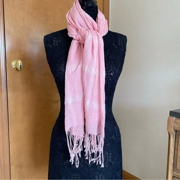 Vintage Christopher Fischer Luxury Designer Pastel Pink Silk Cashmere Sc…